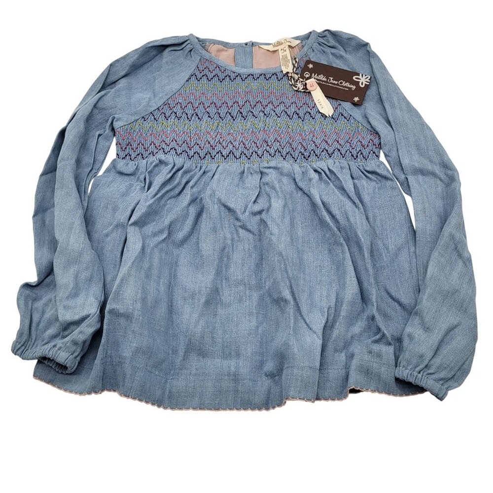 MATILDA JANE Girls SZ 6 Smocked Enchanted Garden Charleston Chambray Tunic Top
